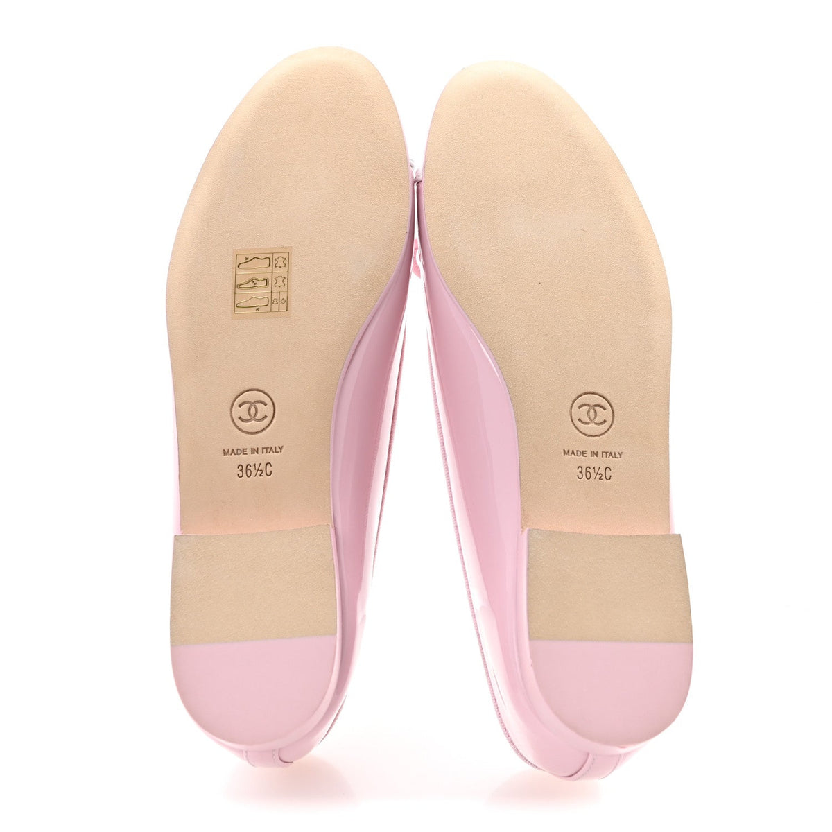 Patent Calfskin Cap Toe CC Ballerina Flats 36.5 Light Pink Dark Pink