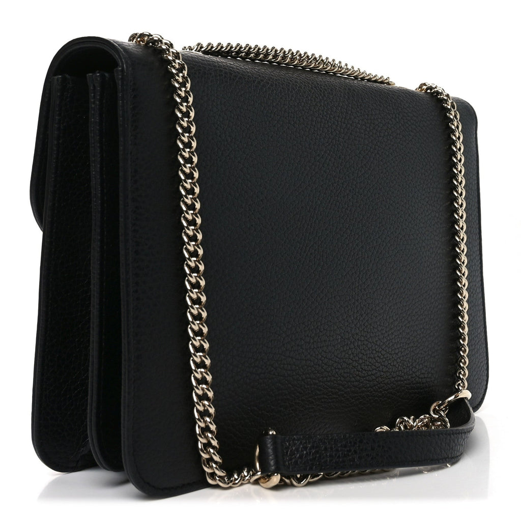 Dollar Calfskin Interlocking G Shoulder Bag Black