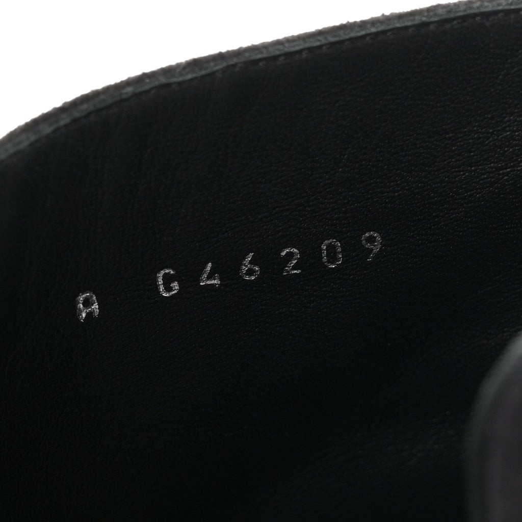 Suede Goatskin Grosgrain CC Short Boots 37.5 Black Silver