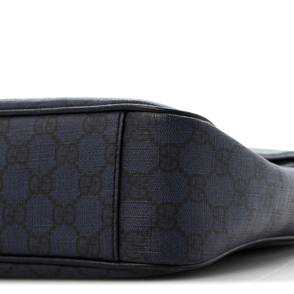 Tender GG Supreme Monogram Textured Dollar Calfskin Ophidia Messenger Bag Dark Blue