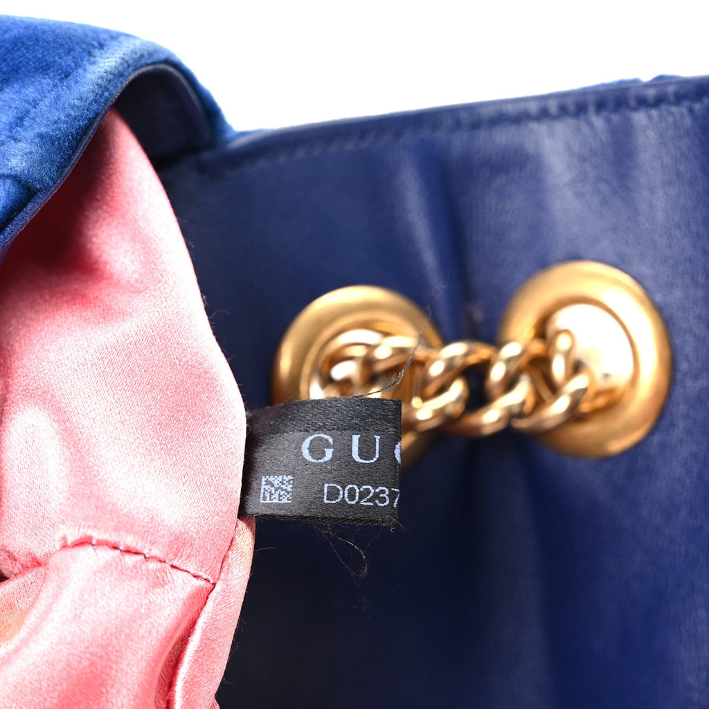 Velvet Matelasse Mini GG Marmont Shoulder Bag Cobalt Blue