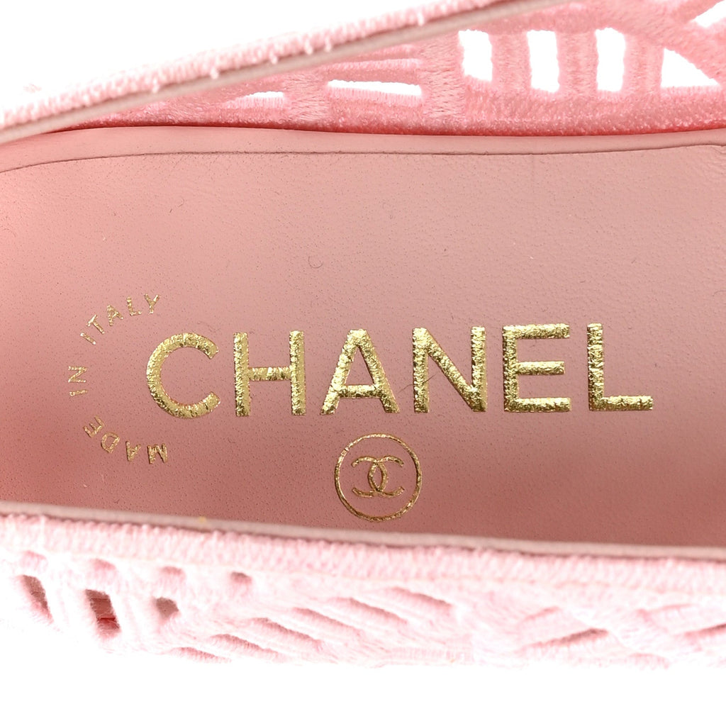 Cotton Embroidered Cap Toe Ballet Flats 38 Light Pink