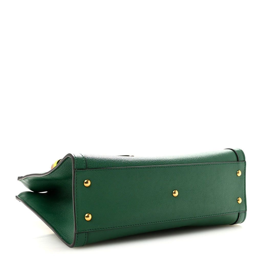 Wonka Grain Calfskin Small Diana Tote Bag Green Yellow Fluo