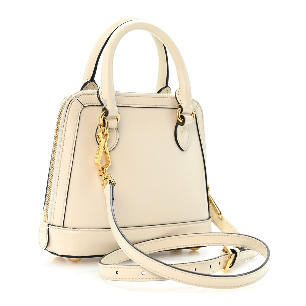 Boarded Plutone Calfskin Mini Horsebit 1955 Top Handle Bag Mystic White
