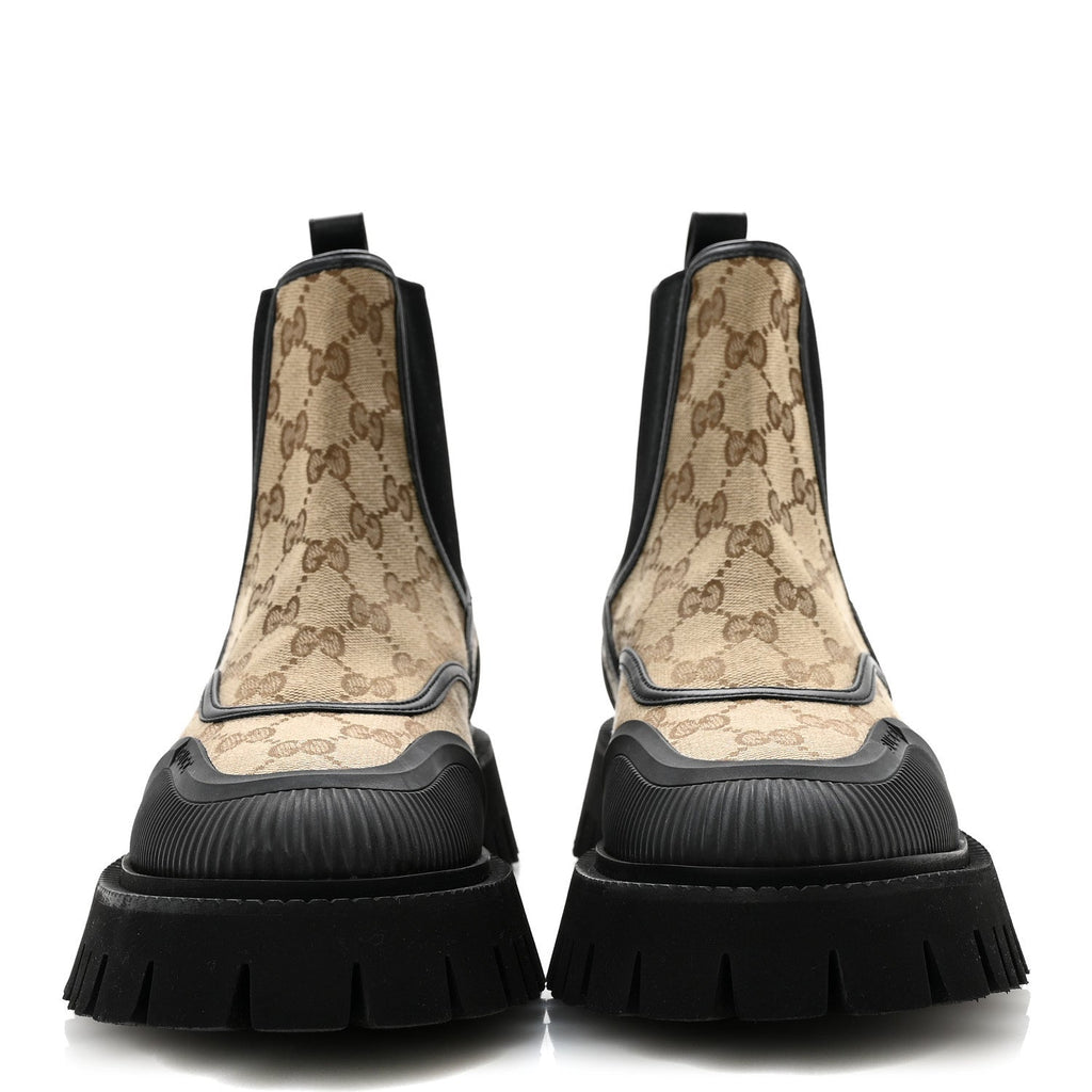 GG Supreme Monogram Ankle Booties 39.5 Mystic White Beige Ebony Black