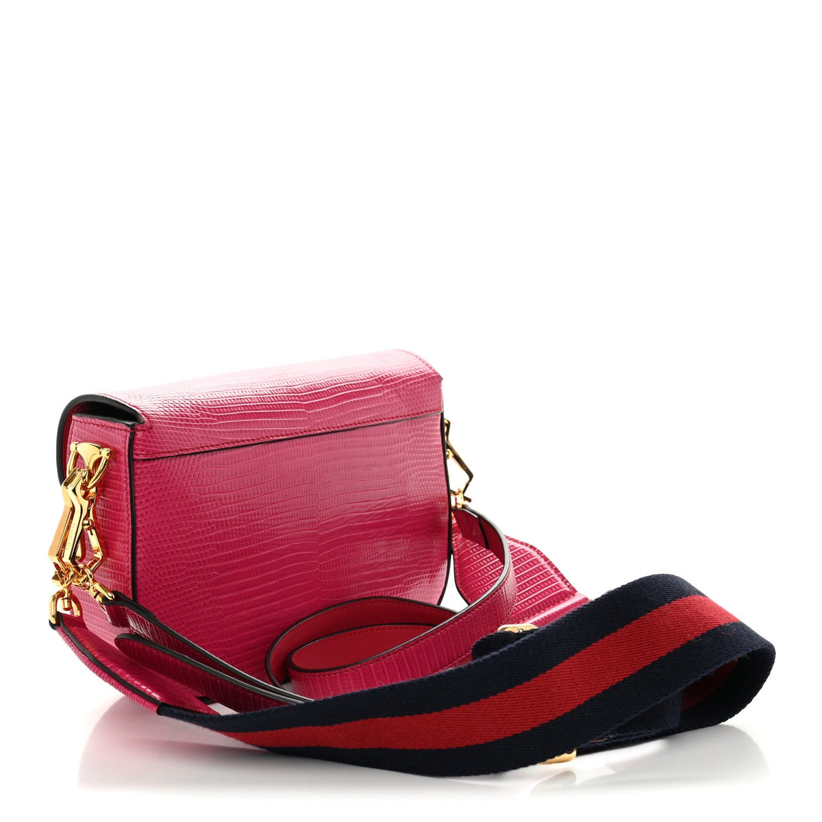 Lizard Web Mini Horsebit 1955 Shoulder Bag Pink