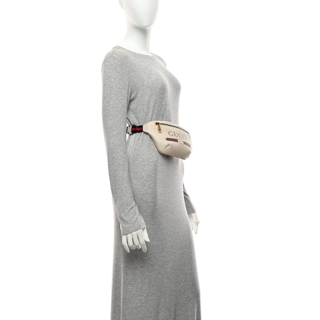 Grained Calfskin Small Logo Belt Bag White