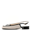 Lambskin Patent Calfskin Cap Toe CC Slingback Pumps 39 Ivory Black