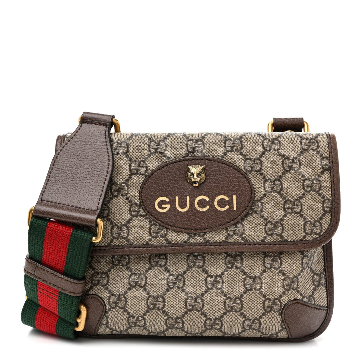 GG Supreme Monogram Web Small Neo Vintage Double Flap Messenger Bag  Beige New Acero