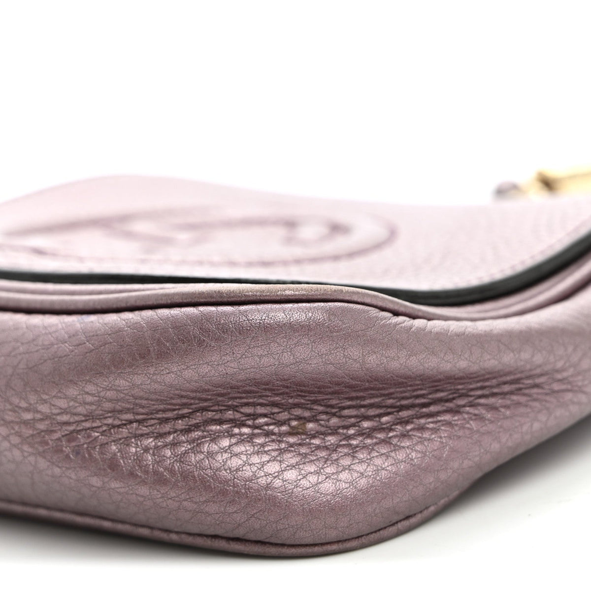Metallic Pebbled Calfskin Small Soho Flap Crossbody Purple