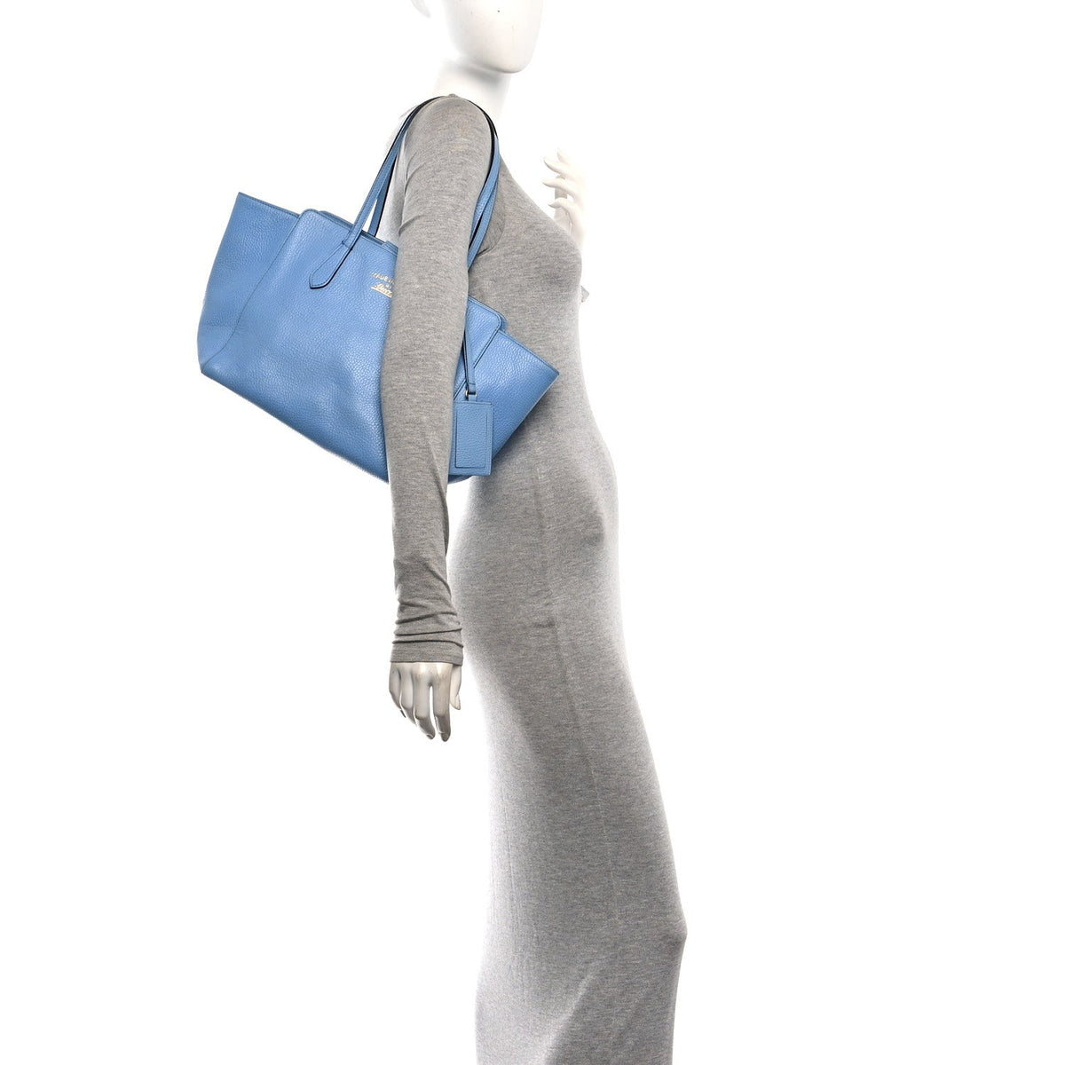 Dollar Calfskin Small Swing Tote Mineral Blue