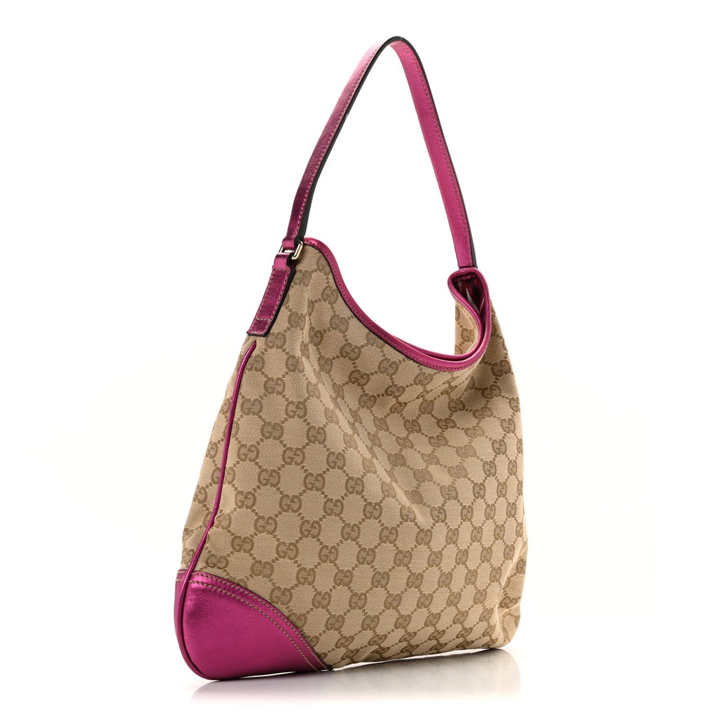 Metallic Calfskin Monogram Medium New Britt Hobo  Pink