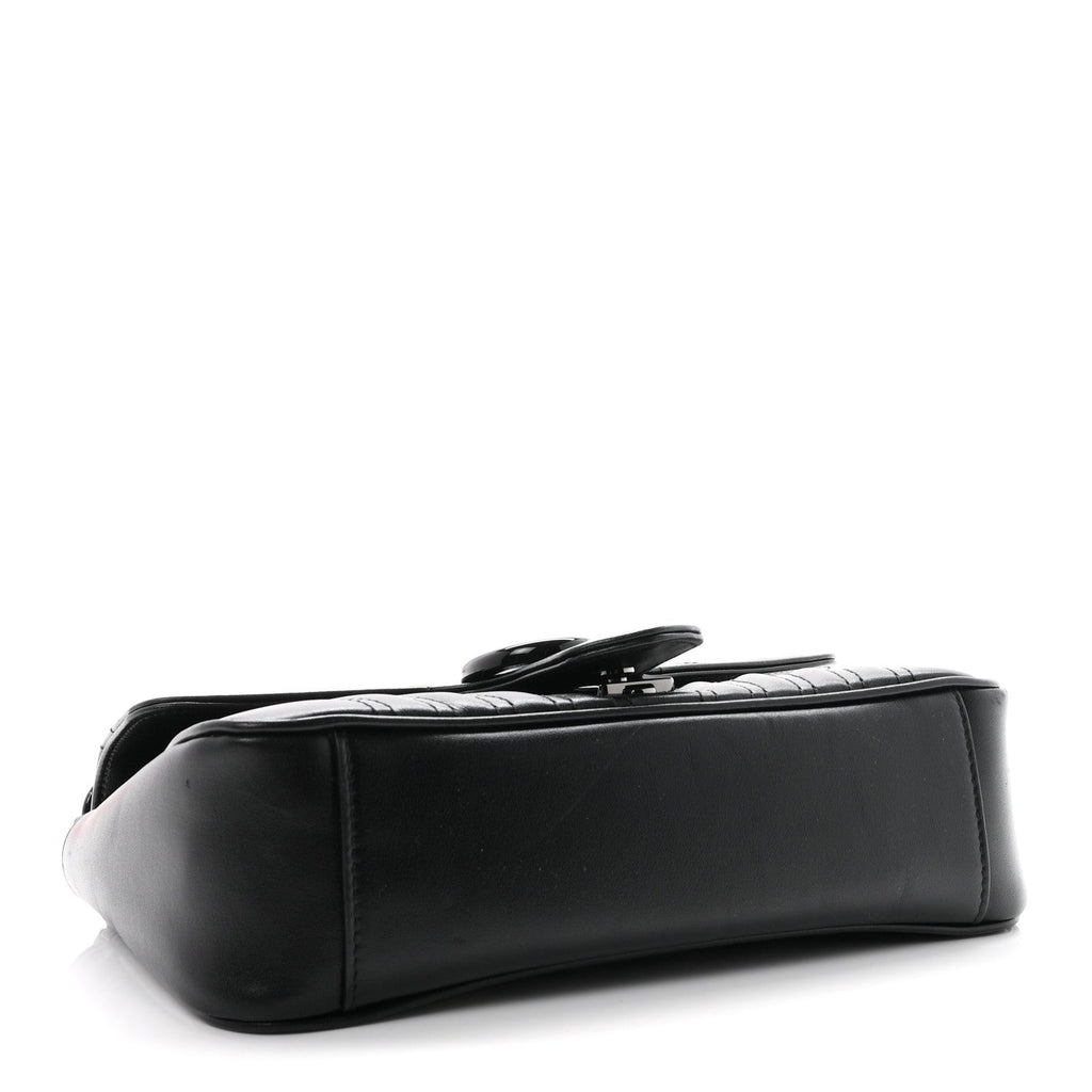 Calfskin Matelasse Monochrome Small GG Marmont Shoulder Bag Black