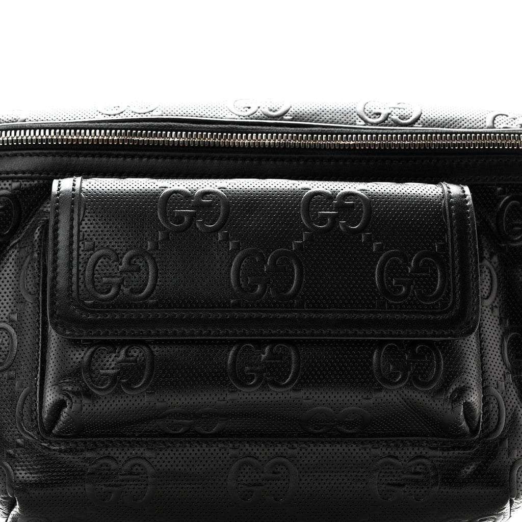 Calfskin GG Tennis Embossed Pocket Belt Bag Black