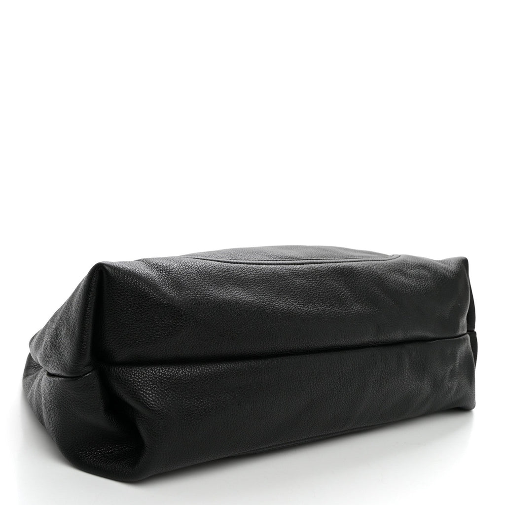 Grained Calfskin Softbit Maxi Shoulder Bag Black