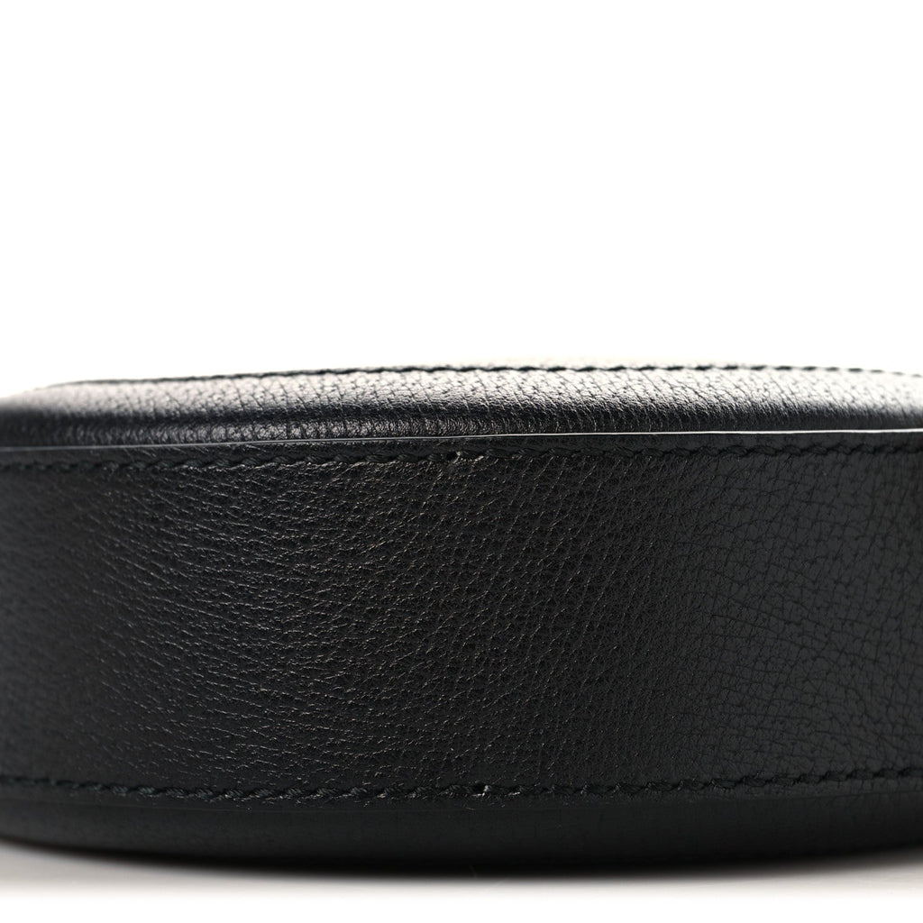 Grained Calfskin Web Mini Ophidia Round Shoulder Bag Black