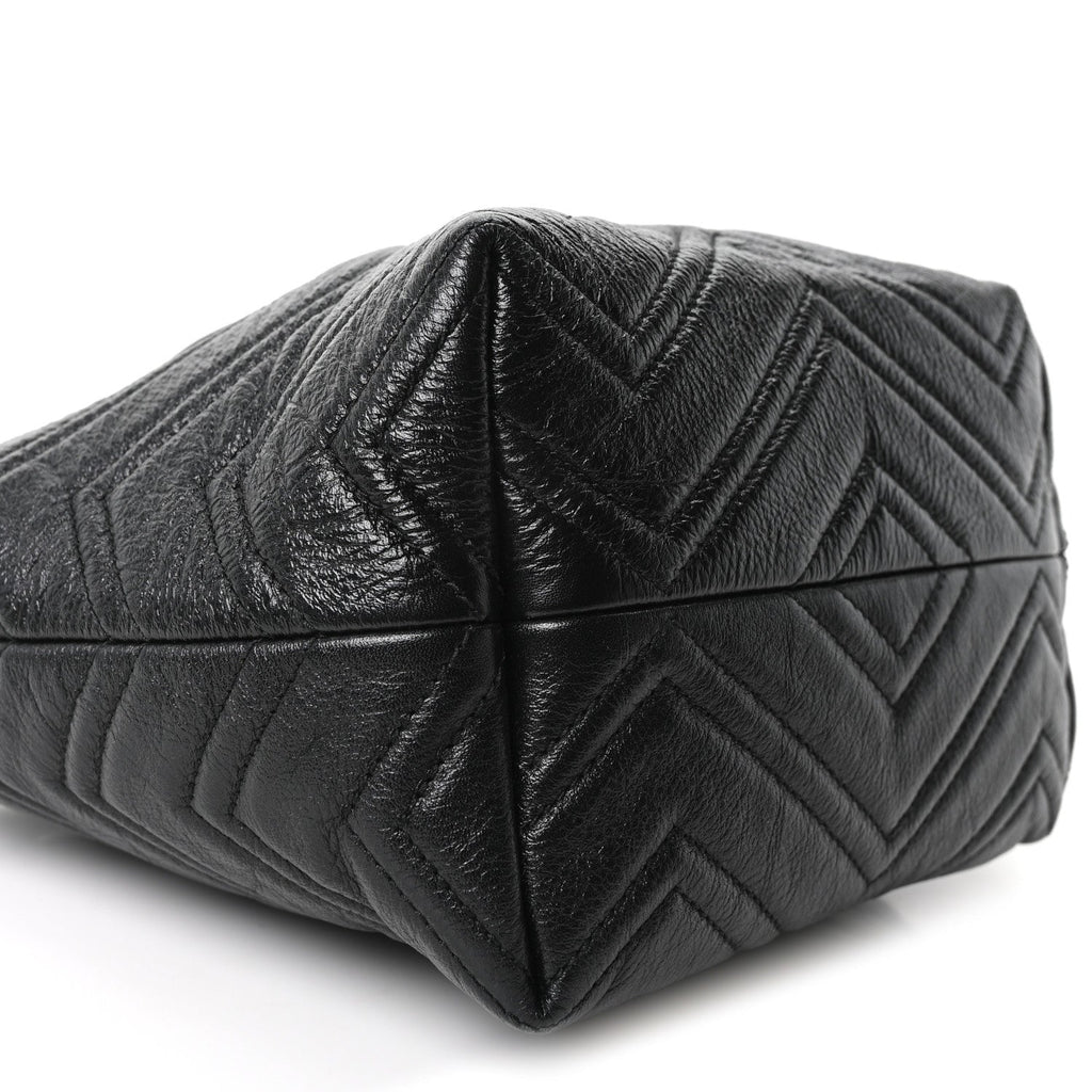 Nappa Chevron Matelasse Small GG Marmont Tote Bag Black