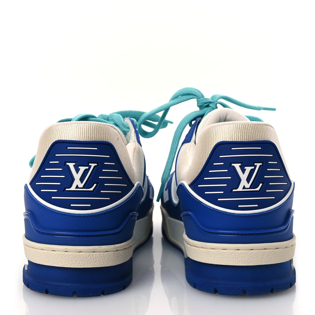 Calfskin Embossed Monogram Mens LV Trainer Sneakers 8.5 Blue