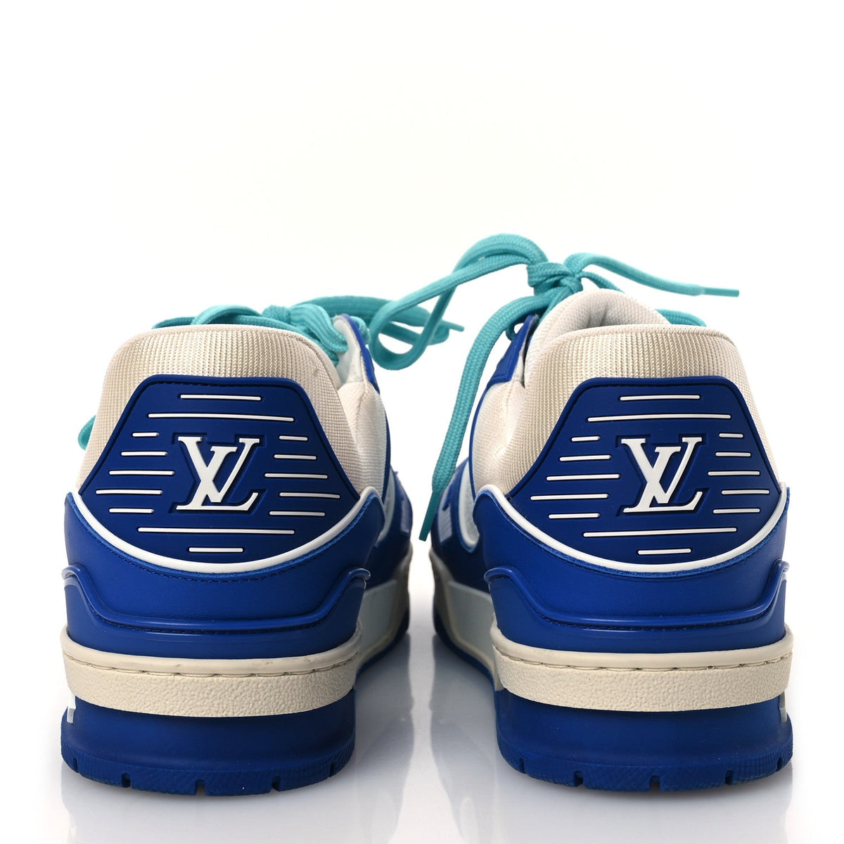 Calfskin Embossed Monogram Mens LV Trainer Sneakers 8.5 Blue