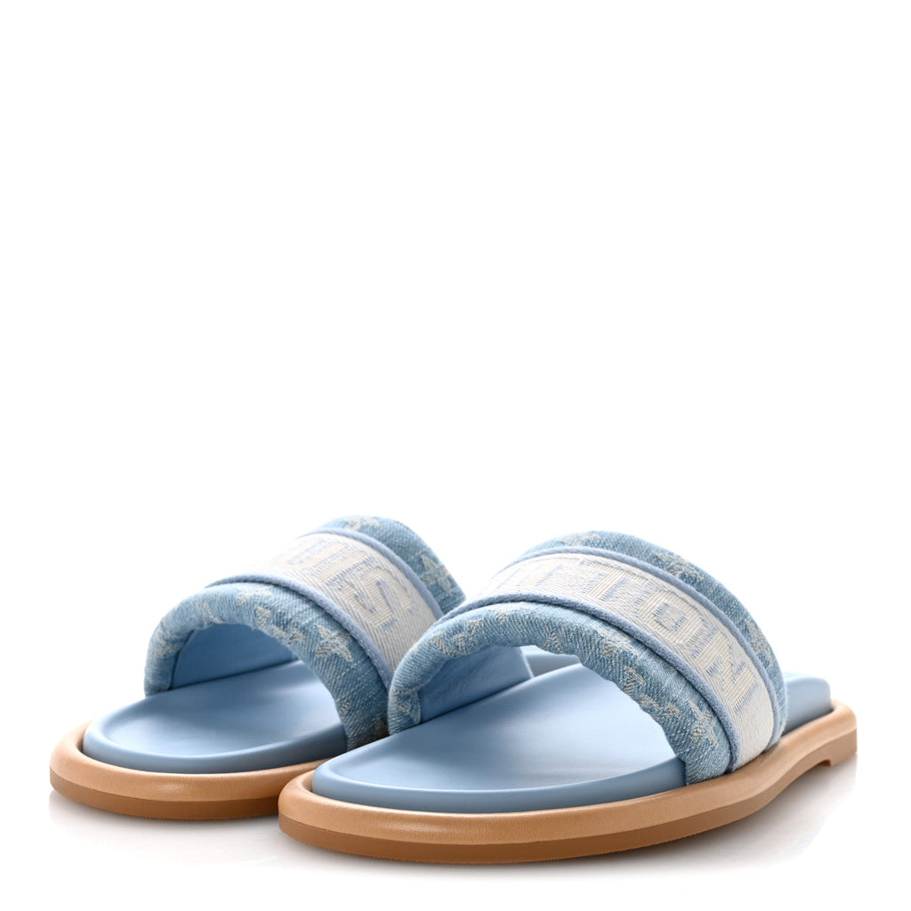 Monogram Denim LV Bliss Womens Comfort Mules 41 Turquoise