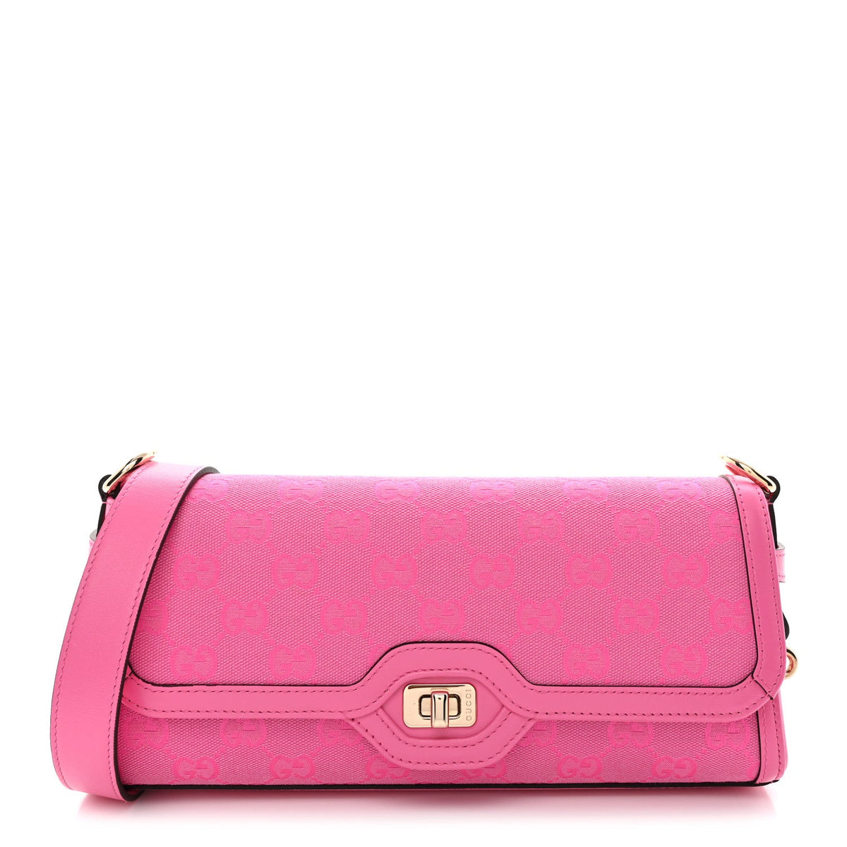 GG Monogram Textured Dollar Calfskin Small Luce Shoulder Bag Pink