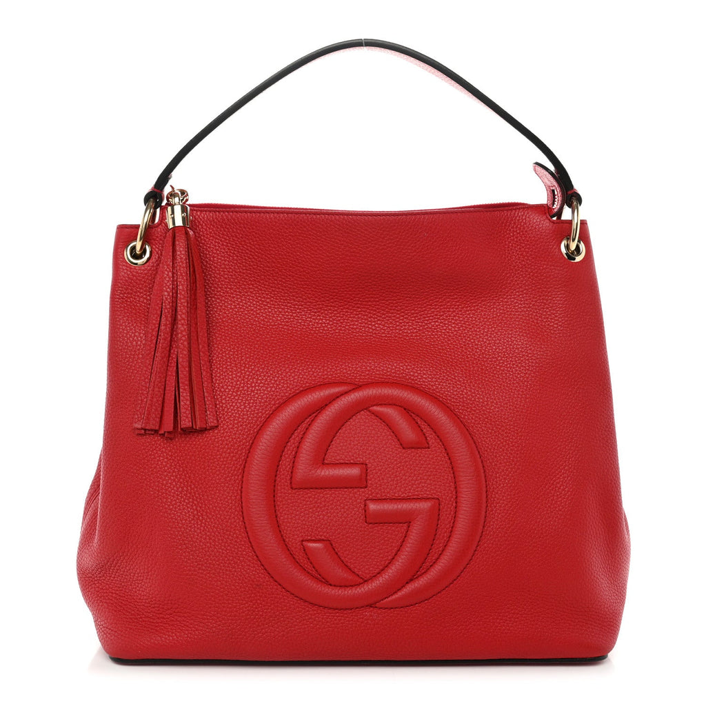 Pebbled Calfskin Large Soho Hobo Tabasco Red