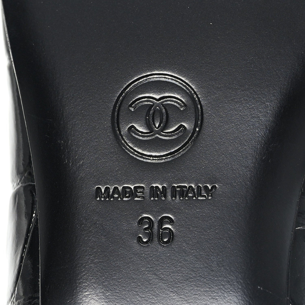 Patent Calfskin Crocodile Embossed Ballet Flats 36 Black