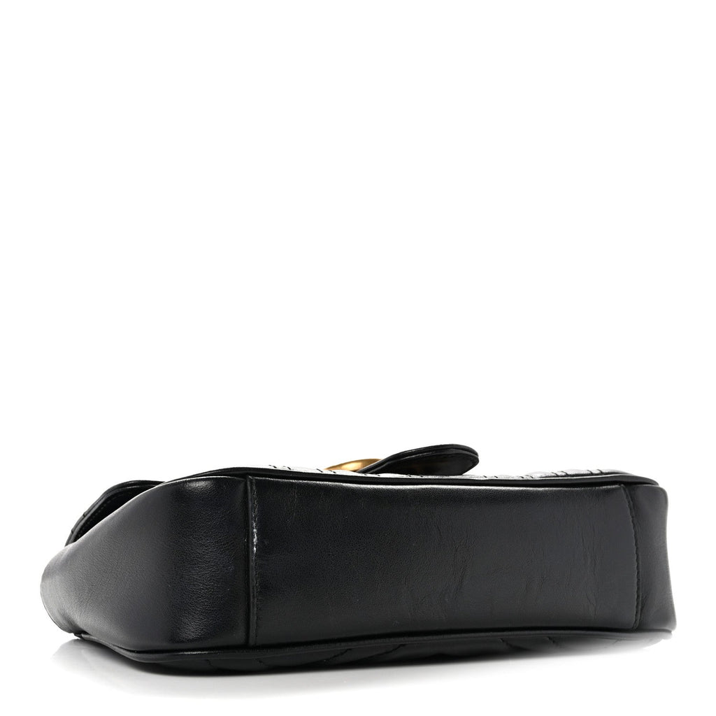 Calfskin Matelasse Mini GG Marmont Shoulder Bag Black