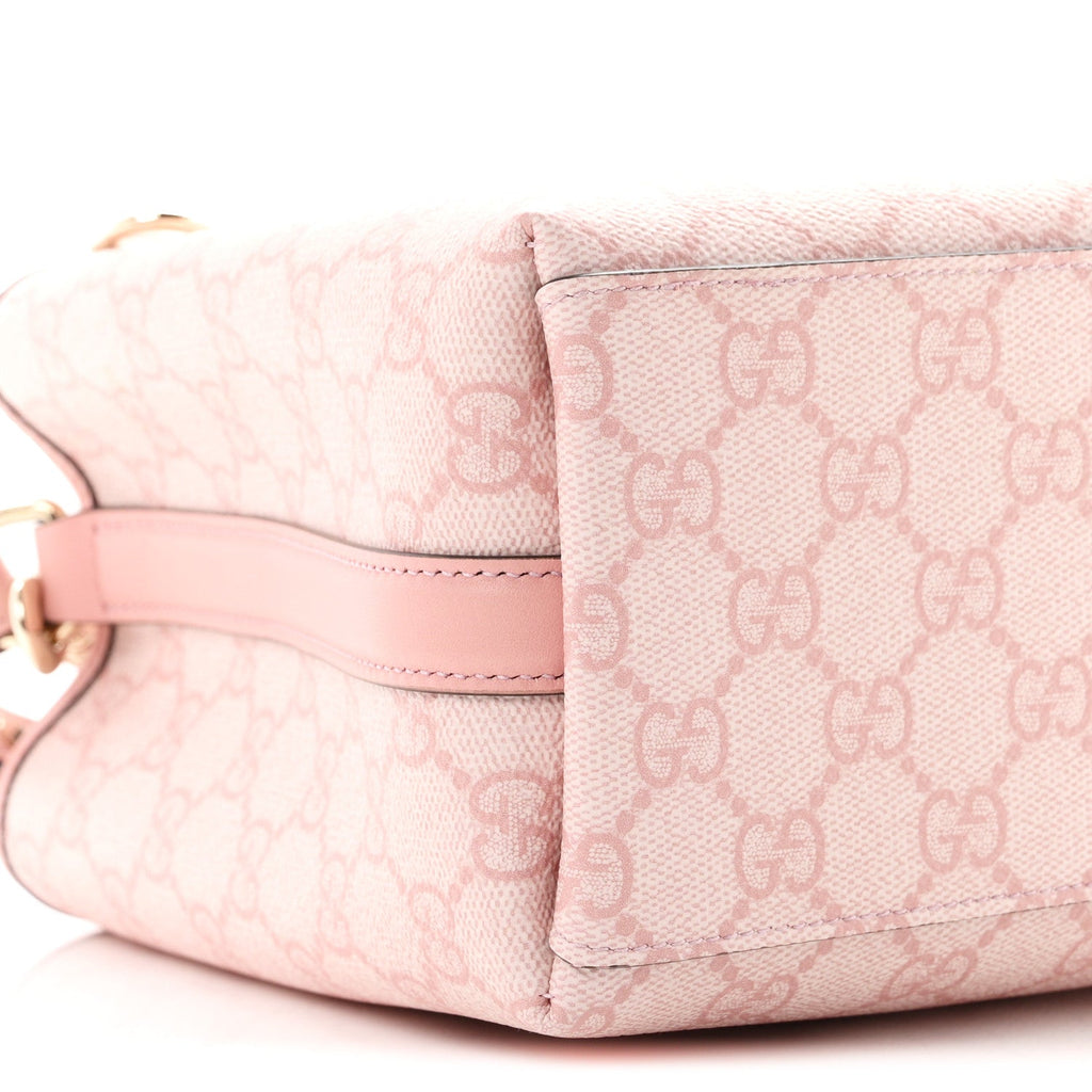 GG Supreme Monogram Emblem Mini Bucket Bag Pink