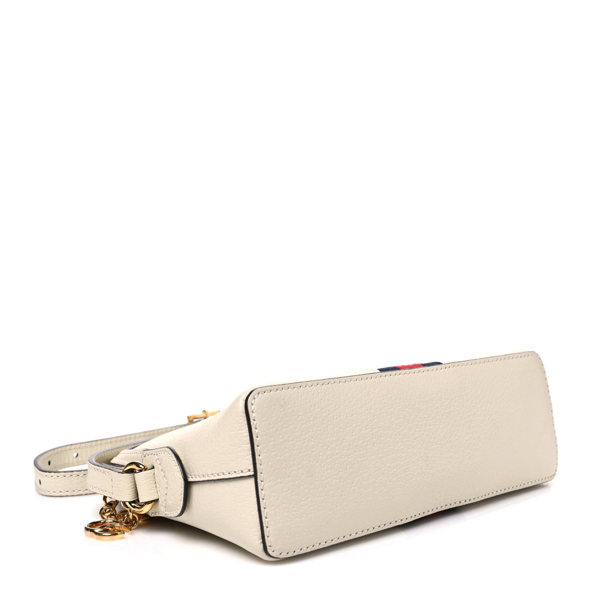 Textured Dollar Calfskin Web Small Ophidia Dome Shoulder Bag Mystic White