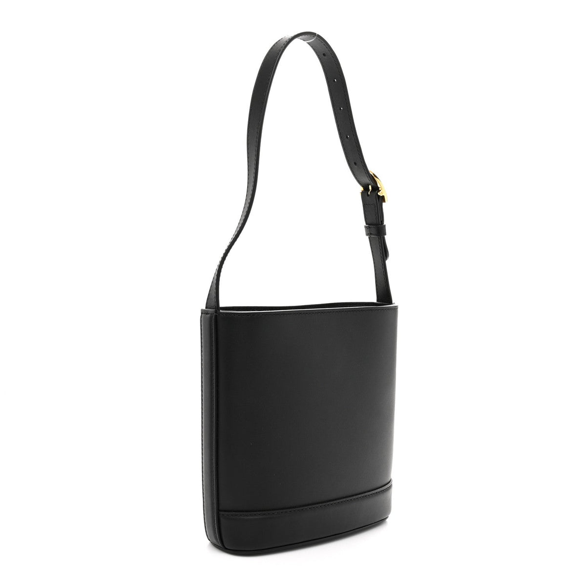 Arabella Calfskin Horsebit 73 Medium Bucket Bag Black