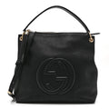 Pebbled Calfskin Large Soho Hobo Black