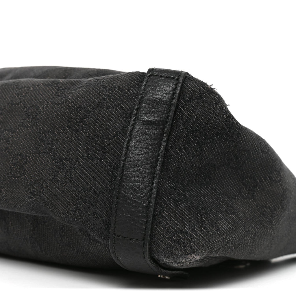 Monogram Denim Medium Abbey Shoulder Bag Black