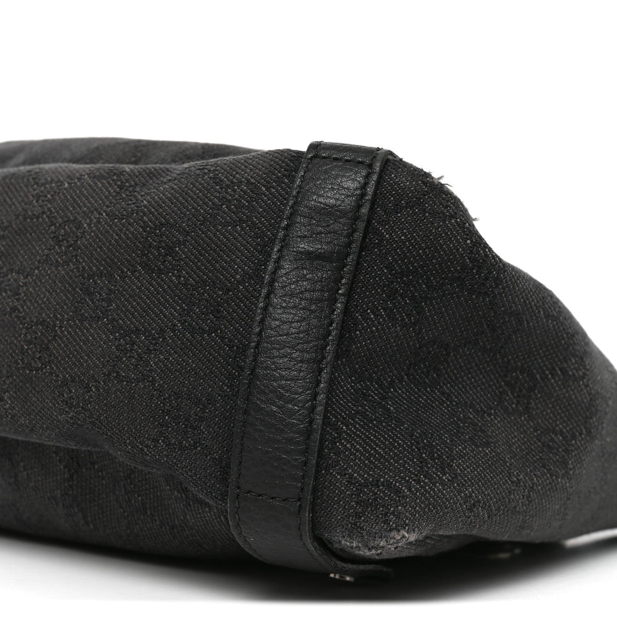 Monogram Denim Medium Abbey Shoulder Bag Black