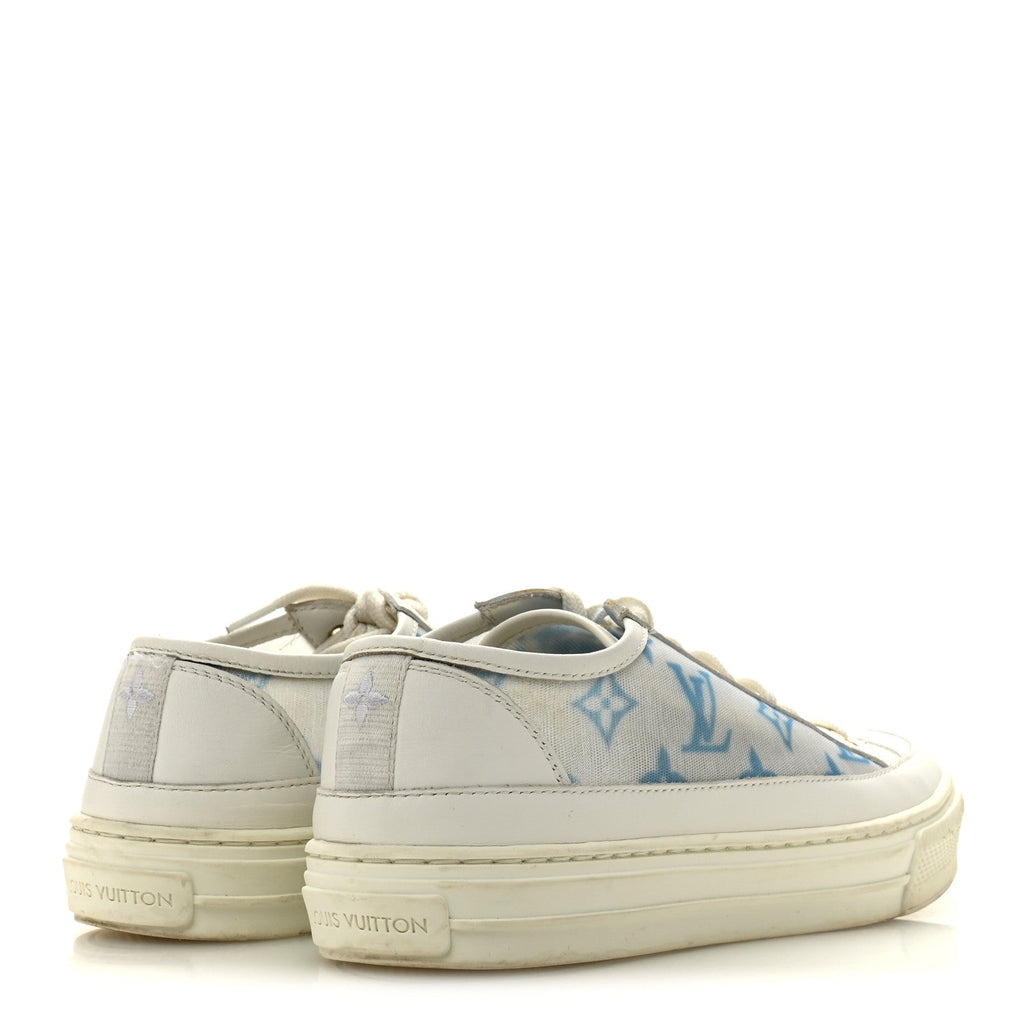 Technical Fabric Calfskin Monogram Stellar Sneakers 35  Blue