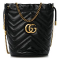 Calfskin Matelasse Mini GG Marmont 2.0 Bucket Bag Black