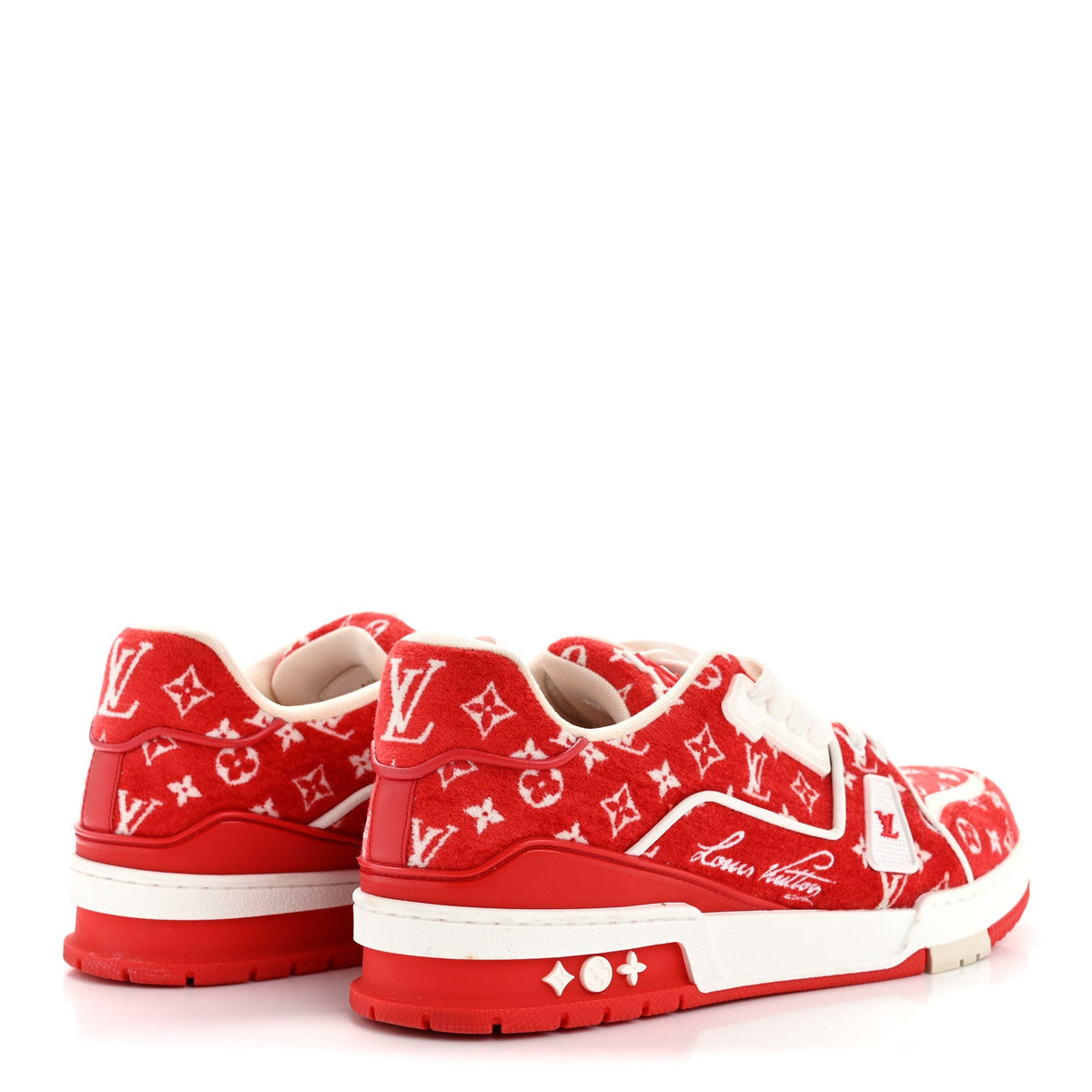 Jacquard Velvet Monogram Mens LV Trainer Sneakers 8 Red