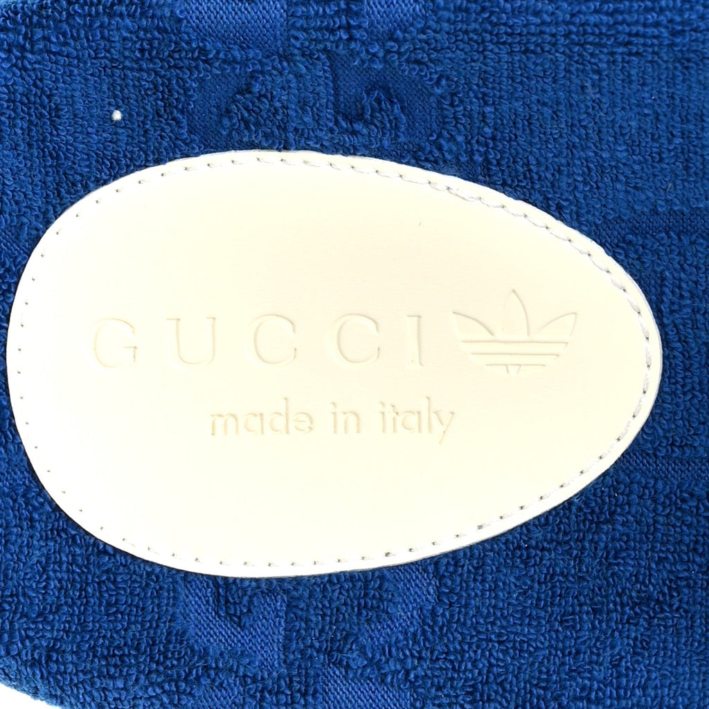 X ADIDAS Terry Cloth GG Monogram Mens Platform Sandals 11 Oriental Blue Mystic White