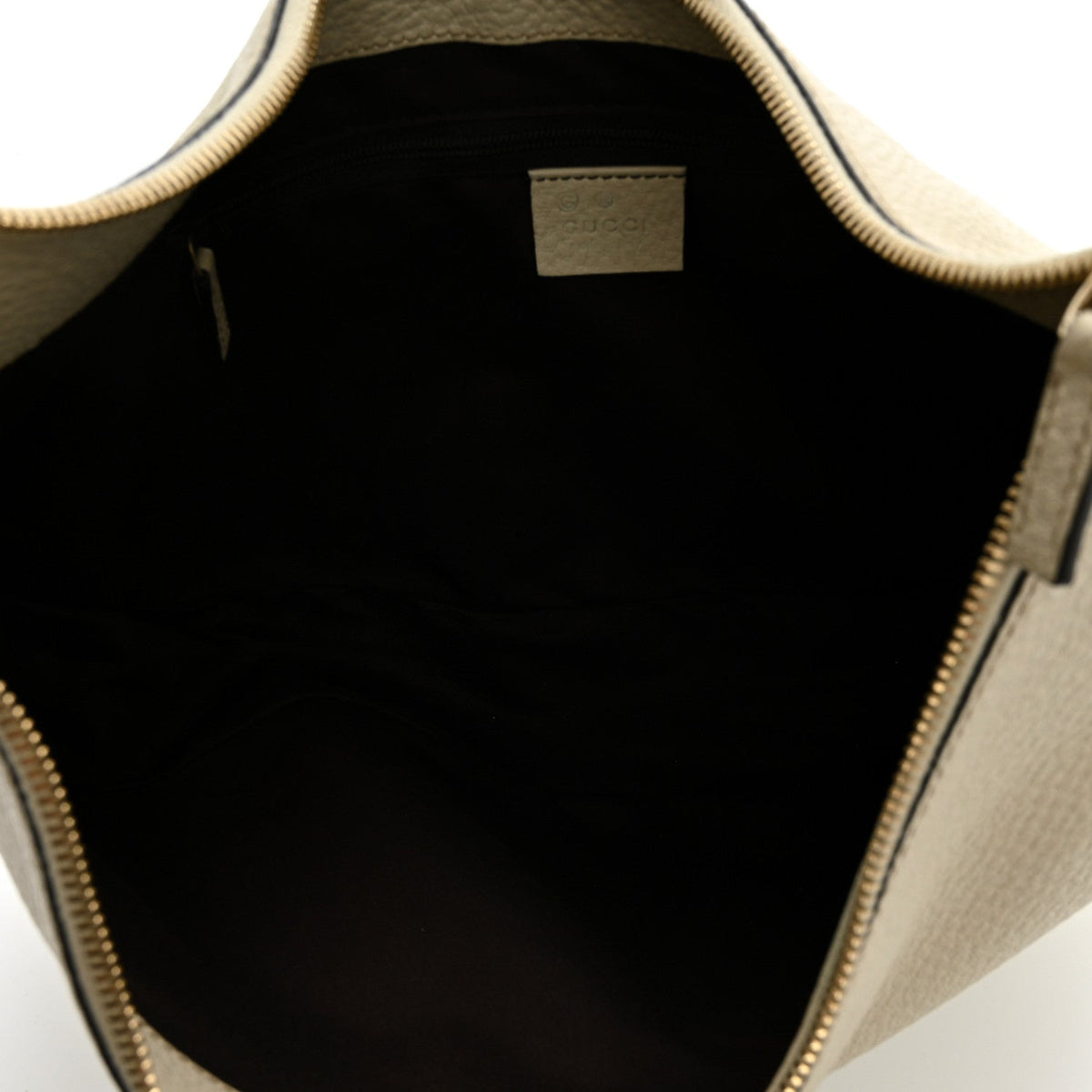 Calfskin Half Moon Bamboo Ring Hobo White