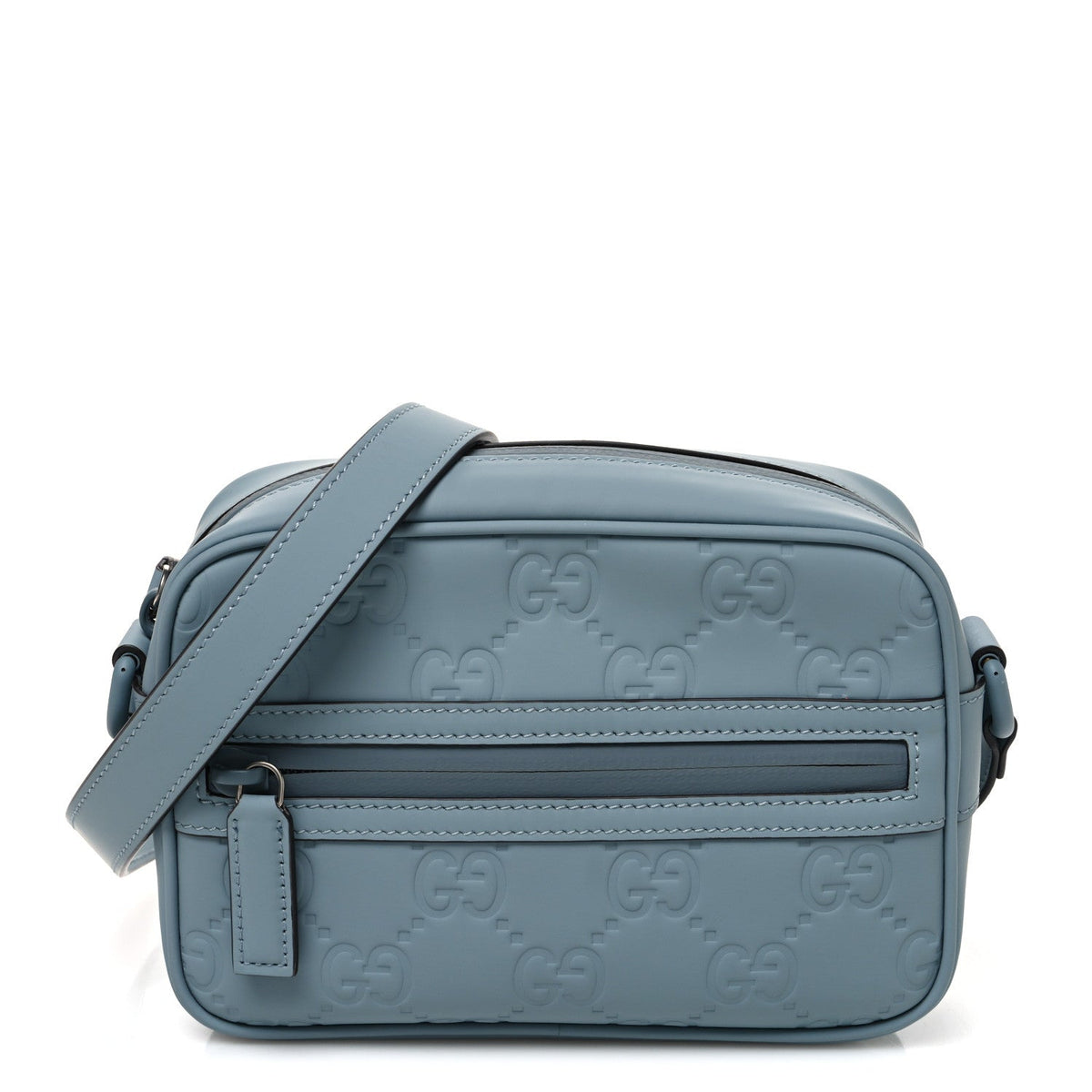 Rubber Effect Calfskin GG Mini Crossbody Bag Light Blue