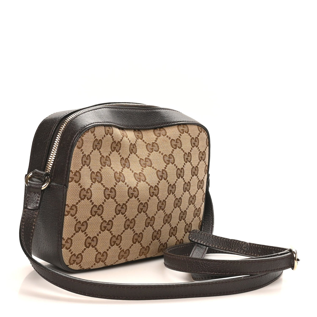 GG Supreme Monogram Web Small Webby Bee Shoulder Bag Dark Brown