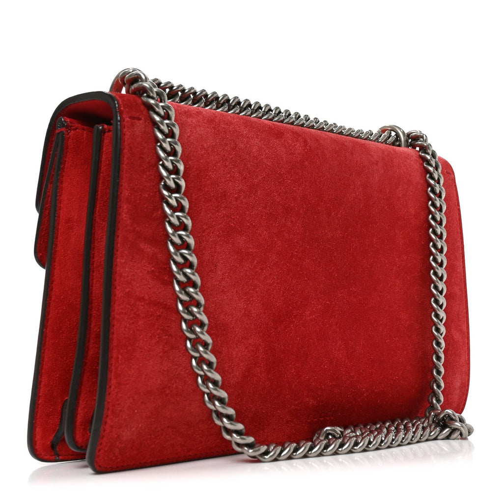 Suede Vitello Velvet Small Dionysus Shoulder Bag Vulcanic Red