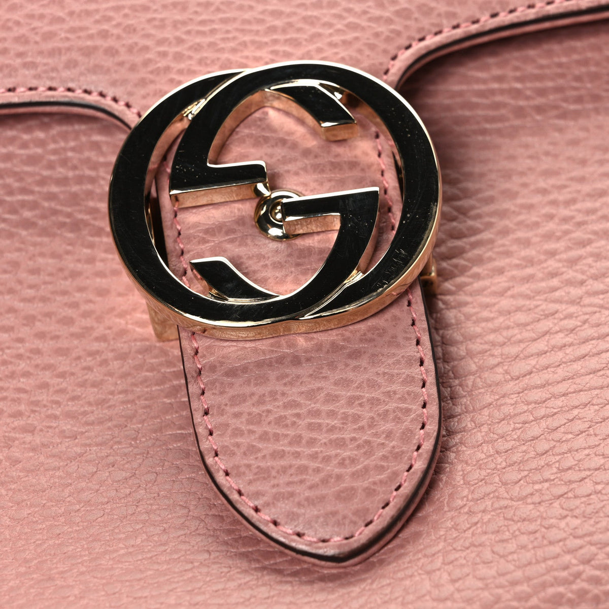 Dollar Calfskin Medium Interlocking G Top Handle Shoulder Bag Soft Pink