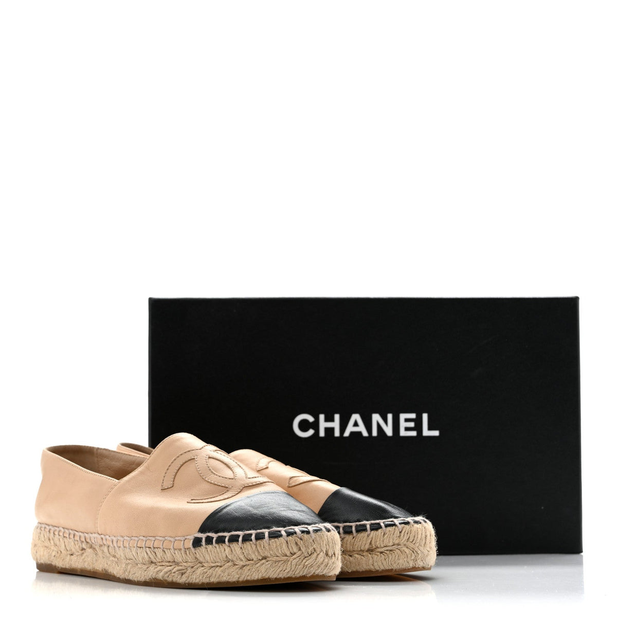 Lambskin CC Espadrilles 37 Beige Black