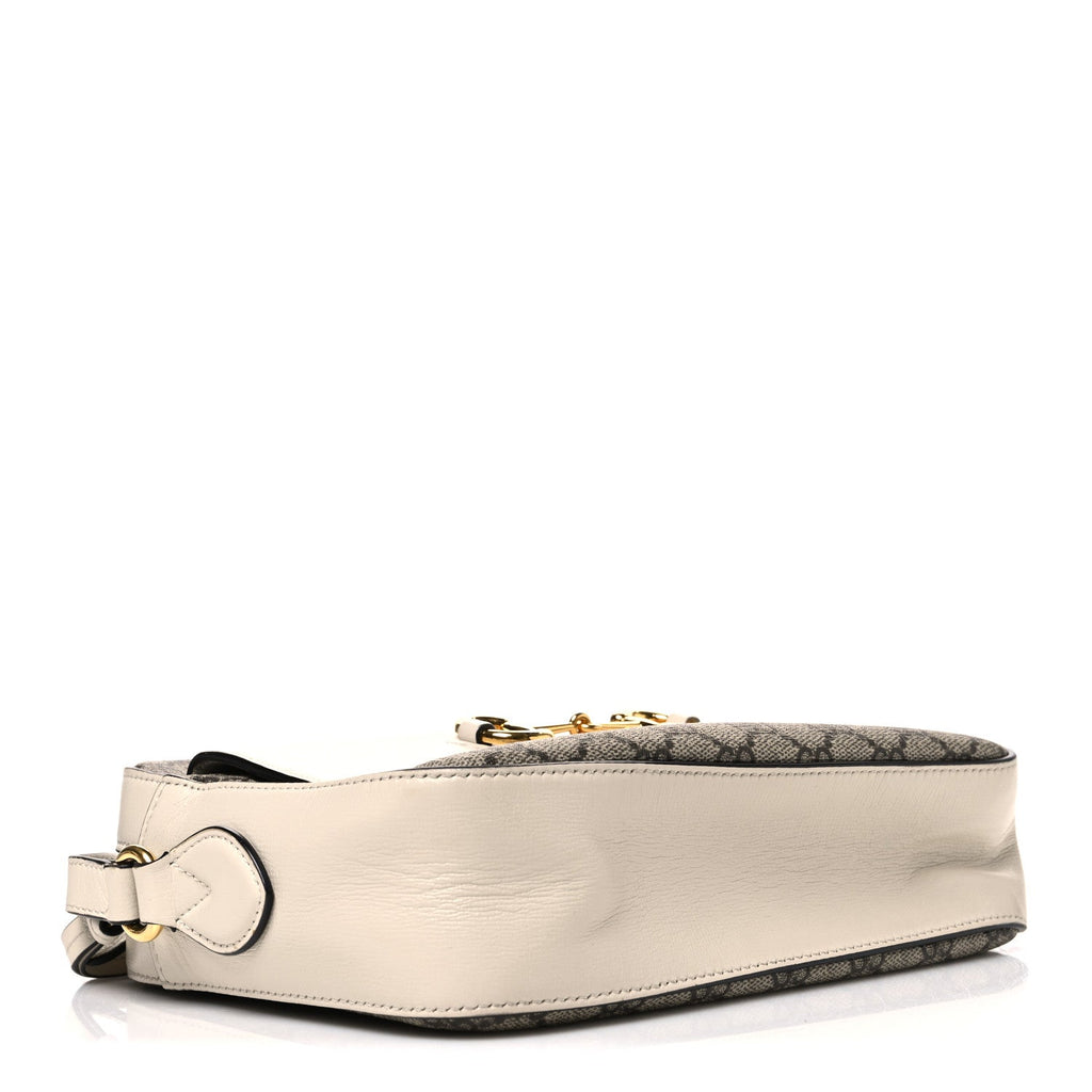 GG Supreme Monogram Small Horsebit 1955 Shoulder Bag Beige Mystic White