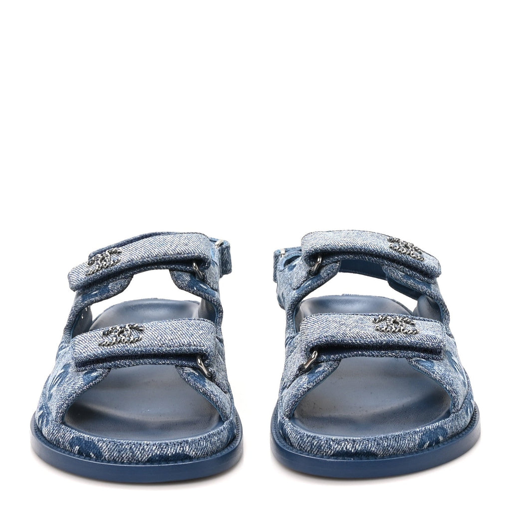 Denim CC Velcro Dad Chain CC Slide Sandals 38 Blue