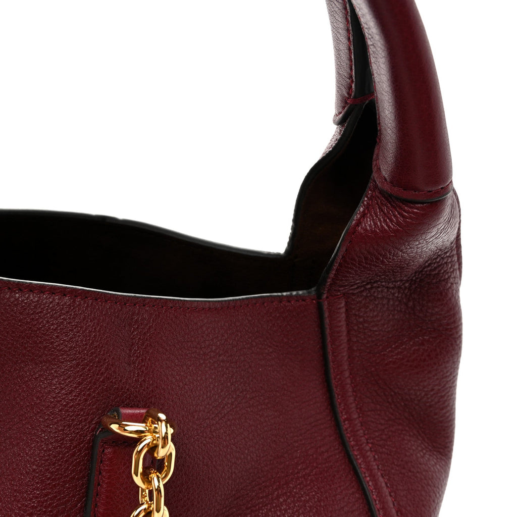 Grained Calfskin Softbit Medium Shoulder Bag Rosso Ancora