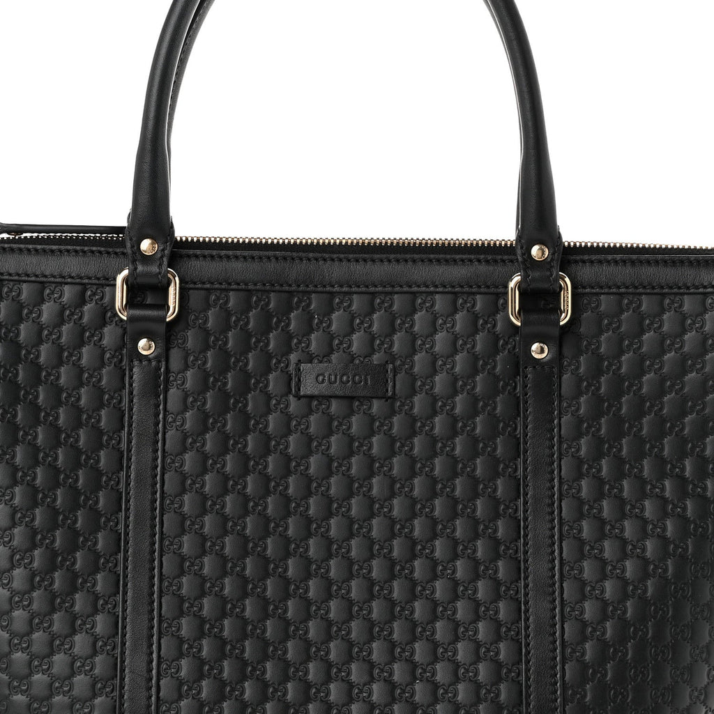 Soft Microguccissima Small Zippered Satchel Black