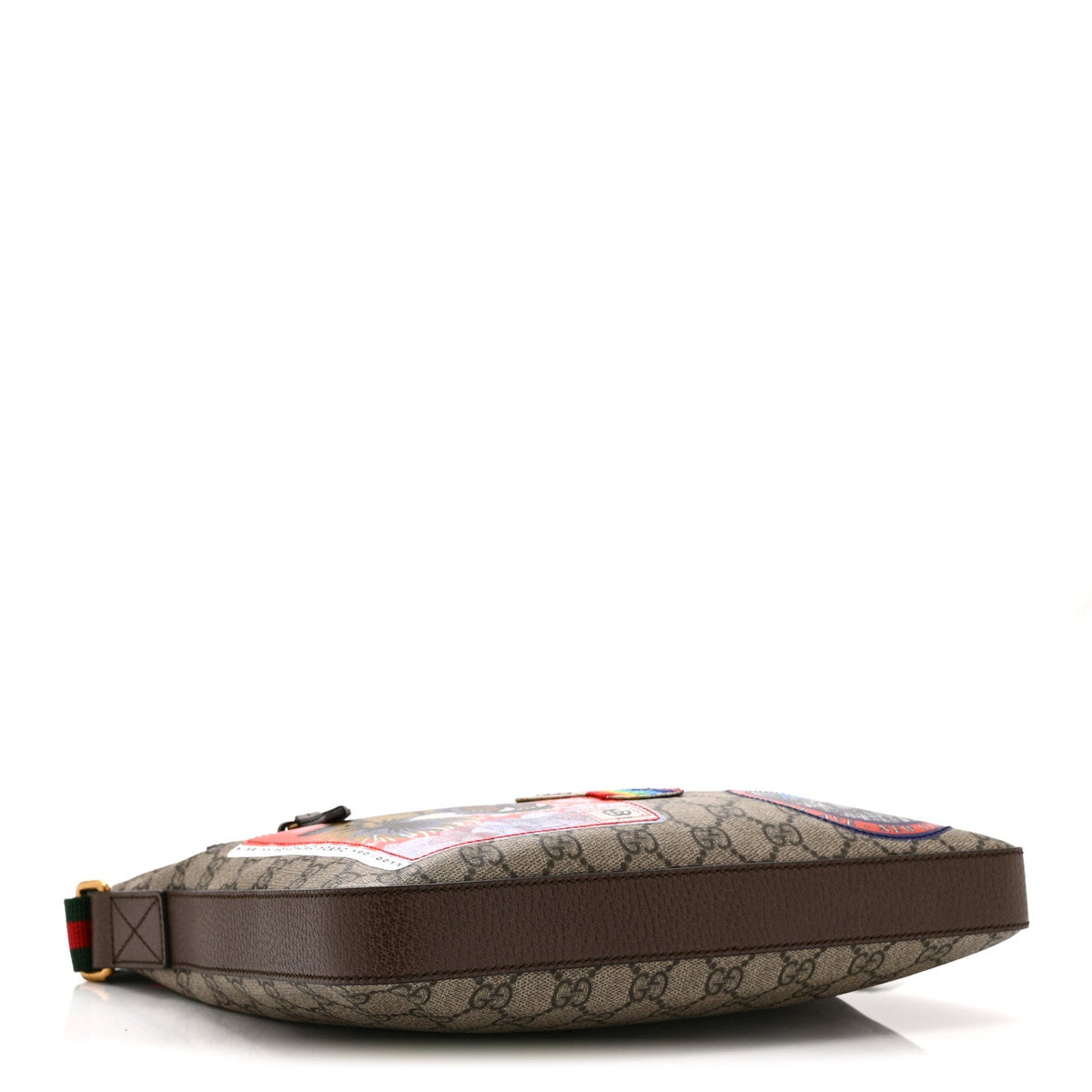 Soft GG Supreme Monogram Courrier Web Medium Flat Messenger Bag Beige New Acero Multicolor