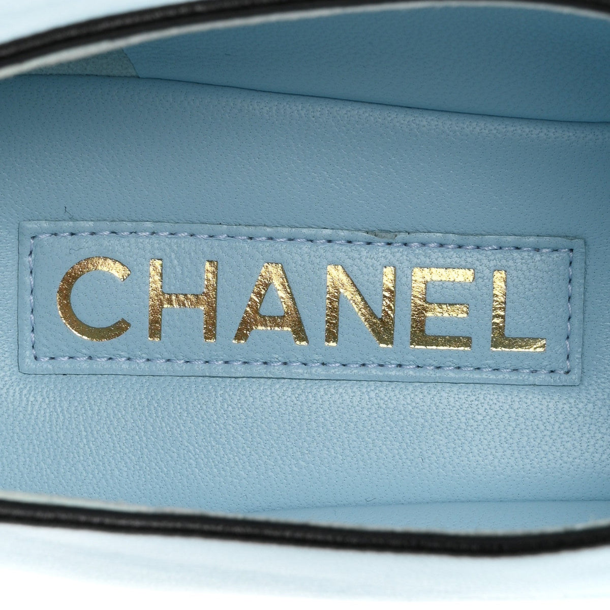 Lambskin Bow Mary Jane Flats 37.5  Light Blue Black